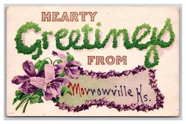 Large Letter Floral Greetings from Morrowville Kansas KS UNP DB Postcard T16 - £13.57 GBP