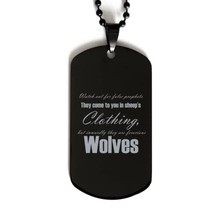 Motivational Christian Black Dog Tag, Watch Out for False Prophets. They... - $19.55