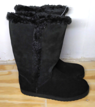 NWT Universal Thread Black Suede Fur Boots Size 10 Ladies Fall Winter - $28.09