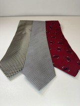 Lot Of 3 Geoffrey Bean Men’s Neck Ties 57”x4” Red Spiral Silver And Geom... - $23.36