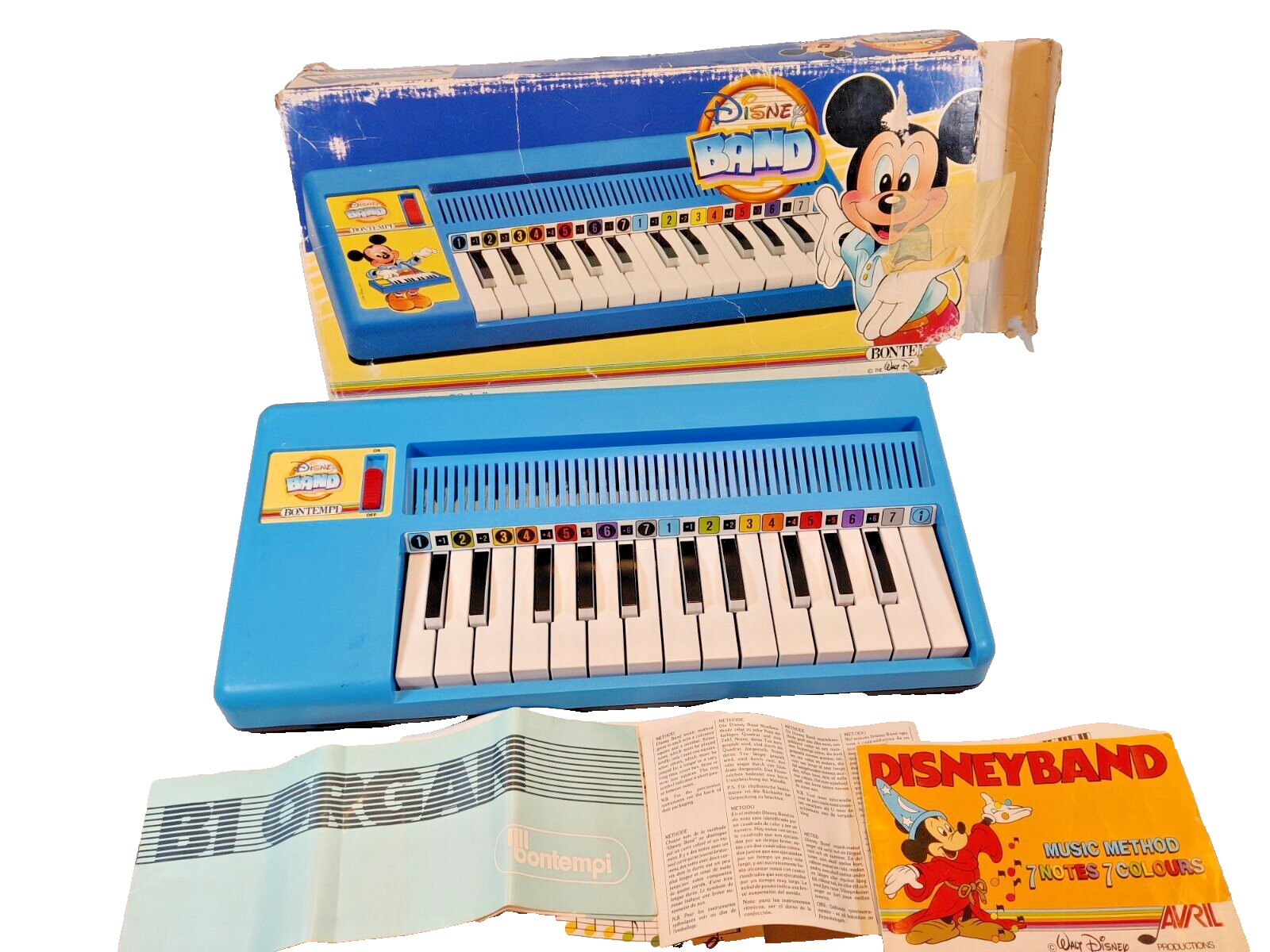 VINTAGE DISNEY BAND MICKEY MOUSE REED ORGAN 7 NOTE BONTEMPI MADE IN ITALY 80s - £32.55 GBP