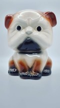 Vintage piggy bank coin bank bulldog dog ceramic cute figurine 6.5&quot; - £23.46 GBP