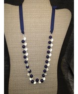 Blue and Clear Ball Beaded String Necklace. - $21.65 CAD