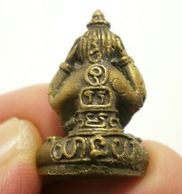 Phra Pidtawan Mini Figurine Statue Thai Buddha Magic Amulet Close Eyes Ears Anus - £27.00 GBP