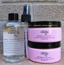 Philosophy Sweet Vanilla Fig Fragrance Spritz Mist x 1 Glazed Body Souffle x 2 - $55.00