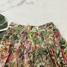 Marella Womens Linen Skirt Size 2 Pink Green Floral Pleated A-Line Italy... - $33.65