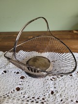 Vintage Wire Basket Fruit Bread Silver Tone oval handled Germany - £11.21 GBP