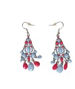 Boho Chandelier Drop Earrings Pink Blue Beaded Statement Dangle Vintage ... - $248.03 MXN