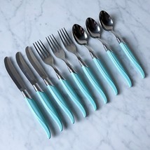 Vintage Robinson Hollow Ground Stainless Steel Silverware Flatware Green... - $56.95