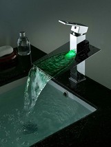 Cascada Color Changing LED Waterfall Bathroom Sink Faucet - HDD723 - Chrome - £215.71 GBP