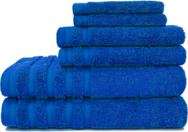 6 Pcs Towel Bale Set 100% Cotton Face Hand Towels Jumbo Towel Sheet Royal Blue - £7.99 GBP