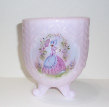 Fenton Glass Pink &quot;Garden Gate&quot; Three Panel Toed Vase Ltd Ed #8/11 M Kibbe - $222.62