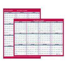 2024 AT-A-GLANCE 16&quot; x 12&quot; Yearly Wet-Erase Wall Calendar Reversible Red - £22.01 GBP