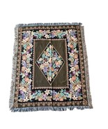 Vintage Fall Floral Tapestry Throw Blanket 50x60 Fringe USA Black Gold Y... - £18.62 GBP