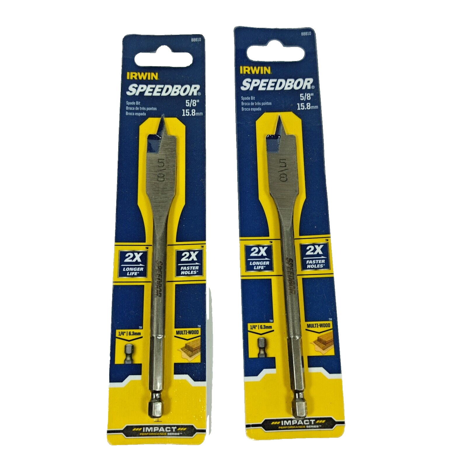 2 Pack Irwin 5/8&quot; x 6&quot; Long Spade Paddle Flat Drill Bit Speedbor Impact ... - $10.88