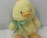 Animal Adventure 7” small plush yellow duck chick green gingham bow feet... - $24.74