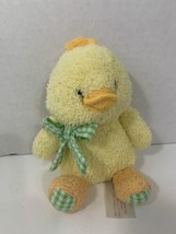 Animal Adventure 7” small plush yellow duck chick green gingham bow feet 2019 - £18.49 GBP