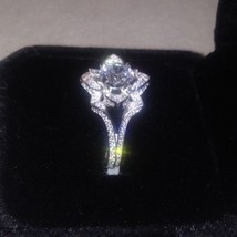 Floral Lotus Engagement Ring 3.00Ct Round Cut Diamond 14K White Gold in Size 8 - £224.97 GBP