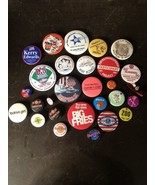 Lot of 26 VINTAGE 90s Buttons/Enamel Pins Union Political School Hard Ro... - $50.15 CAD