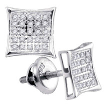Sterling Silver Womens Round Diamond Square Kite Cluster Stud Earrings 1/6 Cttw - £39.28 GBP