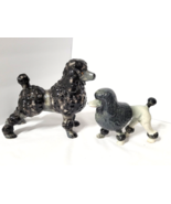 Standing Poodles Vtg Japan 2 Black Gray White 8&quot; and 6&quot; Glossy Ceramic H... - €36,15 EUR