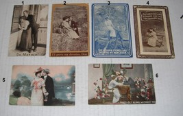  Postcards--6 different boy-girl  humor--G...over 100 years old..  - £14.24 GBP