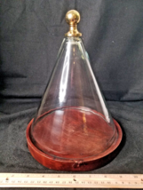 Vintage Glass Cloche Cone with Rustic Wood Base, 11 X 9 Inches - £67.58 GBP