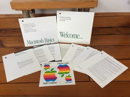 Vtg 1991 Macintosh Welcome Folder Guide Warranty Info Rainbow Apple Stic... - $59.99