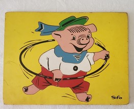 Vintage Wooden Puzzle Sifo Little Piggy 10x12 - $18.70