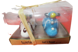 American Atelier Scooter Salt &amp; Pepper Shakers Ceramic Hand Painted New In Box - £8.56 GBP