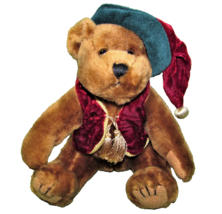 RUSS BERRIE BANGLES CHRISTMAS TEDDY BEAR STUFFED ANIMAL TAN RED GREEN VE... - $10.80