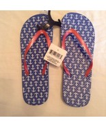 Size 9/10 Flip flops shoes thongs sandals sail anchors blue New - £6.36 GBP