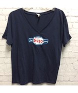 The Esso Club Womens Bella + Canvas T Shirt Blue Short Sleeve V Neck Knit M - £5.13 GBP