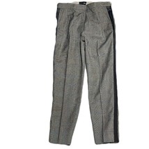 J. CREW MARTIE Pants B&amp;W Wool Plaid Trouser Faux Leather Tuxedo Slacks Size 0 - £16.29 GBP