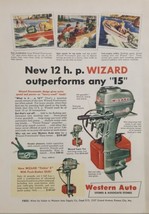 1955 Print Ad Wizard 12-HP Outboard Motors Western Auto Stores Kansas City,MO - $22.48