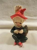 Vintage Josef (?) Japan Ceramic Christmas Pixie Elf with Jug Bud Vase 3 1/2&quot; - £12.54 GBP