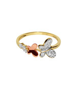 Genuine 14K Two-tone Women&#39;s Cubic Zirconia Two Butterfly Fashion Ring - $273.00