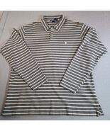 Vintage Polo Ralph Lauren XL Long Sleeve Stripe Shirt Gray White Cotton - $56.26 CAD