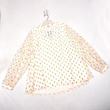 NWT CROWN &amp; IVY Sheer Dressy Cream &amp; Gold Blouse Shirt Women’s Size XL Holiday - £15.01 GBP