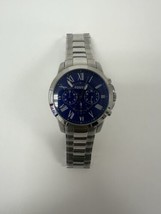 Fossil FS4844 Men&#39;s Silver Stainless Steel Analog Blue Dial Quartz Watch KG21 - £27.81 GBP