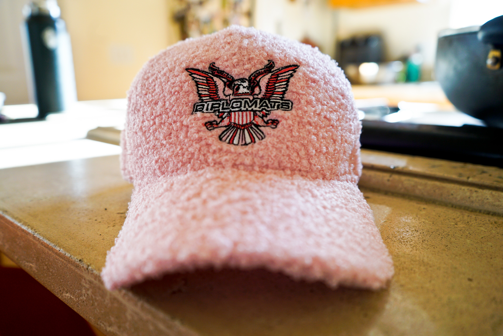 Diplomats Logo, Camron, Harlem New York 2000s Embroidered Fur Pink Hat - $150.00