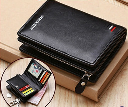 Men&#39;s Short Leather Zipper Wallet Multi-card Holder Pack of 2 CHRISTMAS OR GIFT - £23.81 GBP