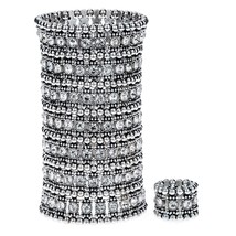 Multilayer stretch cuff bracelet ring sets wedding bridal crystal jewelry women  - £36.67 GBP