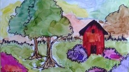 Red Barn 2 x 3 ACEO Marker Drawing Paper - £3.90 GBP