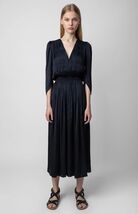 Zadig &amp; Voltaire Ryoko Satin Midi Dress In Encre Navy $698, Sz L,  NEW! - $2,294.94 MXN