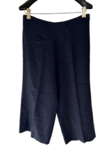 CHARLOTTE BRODY Cropped Pants Wide Leg Linen Lined Zip Navy Blue Size 8 - $24.74