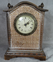 Vintage Three Hands Corp Wood Mantle Clock Roman Numerals Brown Home Decor - $16.78