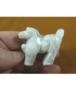 (Y-HOR-P-714) white Prancing WILD HORSE GEMSTONE stone carving figurine ... - €15,05 EUR