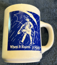 Vintage Morton Salt 1921 Logo Girl &quot;When It Rains It Pours&quot; Coffee Mug Cup - £9.74 GBP