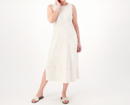 Denim &amp; Co. Naturals Linen Jersey Regular A-Line Midi Dress StoneKhakiZe... - £23.36 GBP